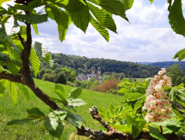 Blick auf das Kloster im Frühling