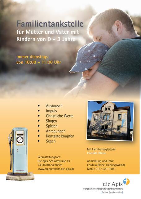 Herzliche Einladung zur Familientankstelle, die sich zur Zeit jeden Dienstagvormittag auf einem Spielplatz in Brackenheim trifft.