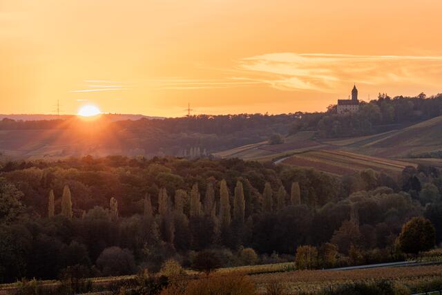 Stockheimer Schloss im Abendschein.