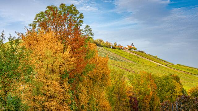 Kirche auf dem Michaelsberg im Herbst