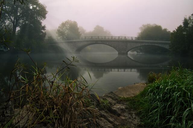 Jagstbrücke in Dörzbach am Morgen