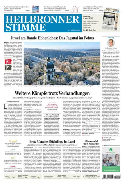 Heimatreporter Heinrich Brehm hat den atemberaubenden Blick auf die Heiliggrabkapelle und Kloster Schöntal festgehalten und ziert mit diesem wunderschönen Bild die Titelseite der Tageszeitung am 1. März.