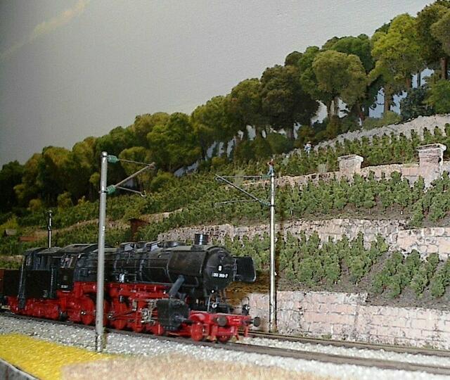 Weinberge und Dampfbahn