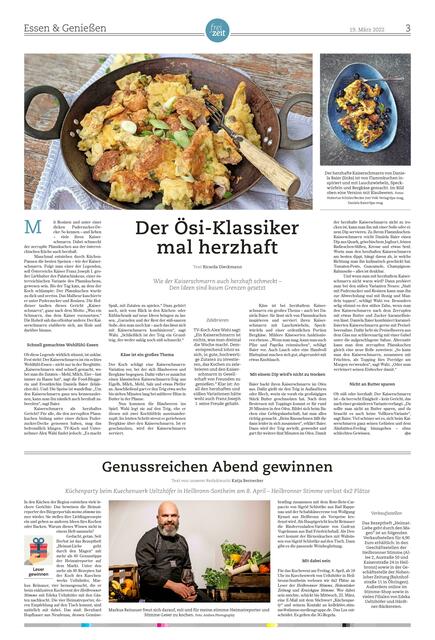 Auf dieser Seite im Magazin ist der Gewinnaufruf zur Küchenparty am 19. März erschienen..