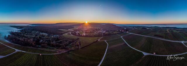 Nebelfelder bei Sonnenuntergang am Michaelsberg