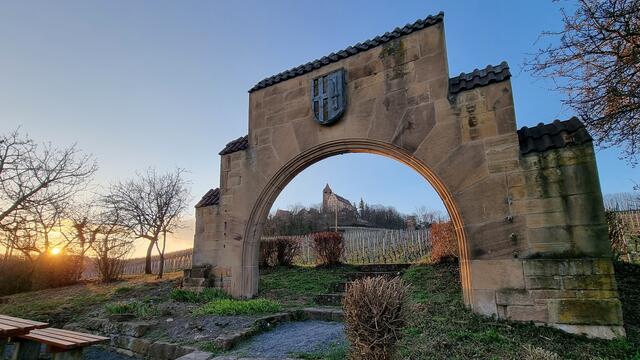 Goldene Stunde  im Weinberg bei Stockheim,  Hintergrund Schloss Stocksberg1