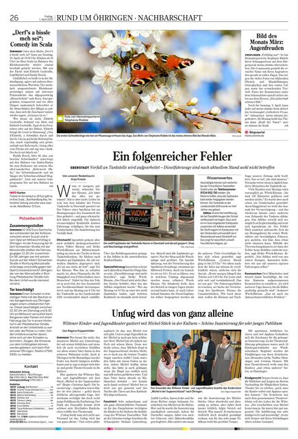 Gleich am 1. April in der Zeitung zu finden: Das wunderbare Bild des Monats Hohenlohe von Stephanie Rüdele.
