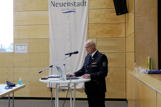 Kommandant Hartmut Schaffroth bei seinem Bericht.
