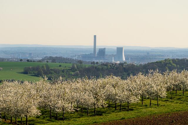 Fernblick auf das Kraftwerk Heilbronn