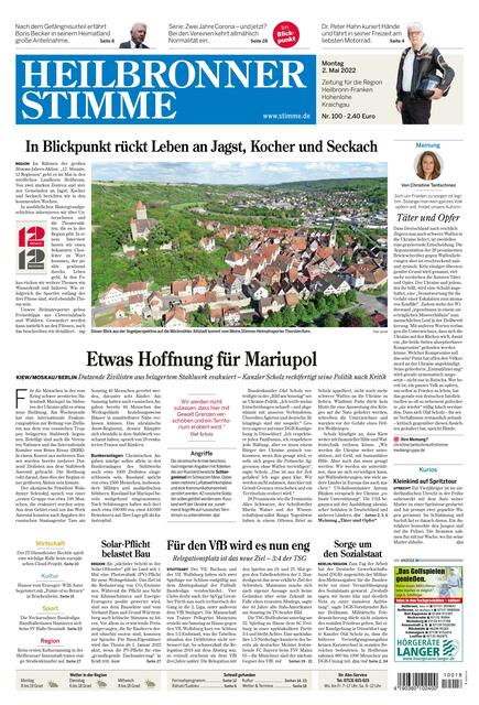 Thorsten Kerns Foto von Möckmühl aus der Vogelperspektive ist am 2. Mai in der Zeitung als Gewinnermotiv abgedruckt.