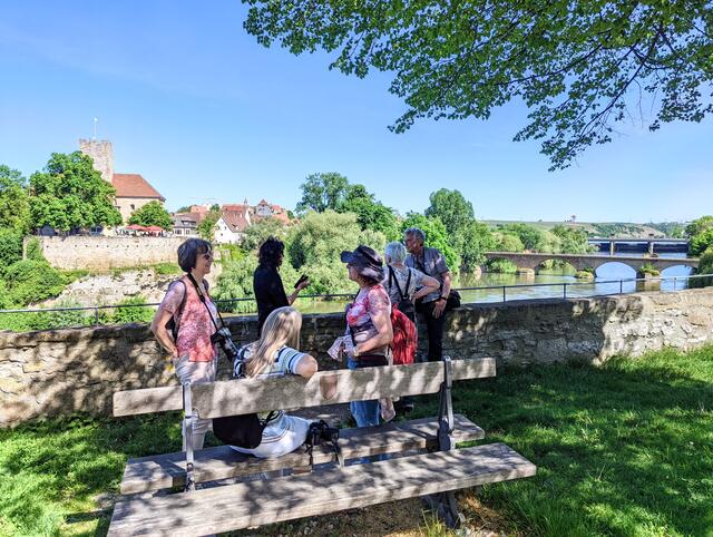 Blick auf Rahausburg, Neckar und alte Neckarbrücke