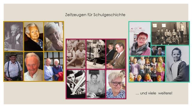 Zeitzeugen-Collagen aus Bildern der Schulchronik, auf www.gs-kocherstetten.de