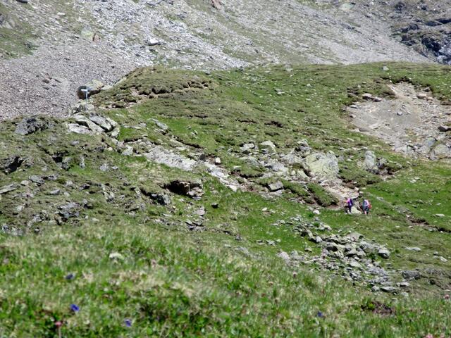 Sie sind nur noch als winzige bunte Punkte im Hang zu erkennen.