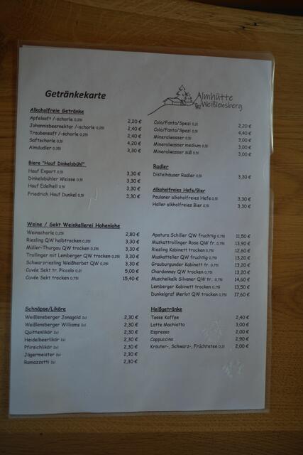 Getränkekarte