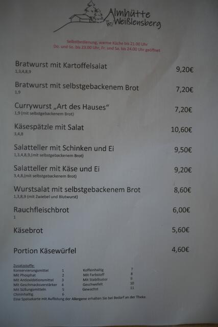 Kleine aber feine Speisekarte