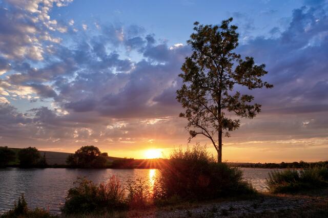 Sonnenuntergang am Neckar bei Lauffen I