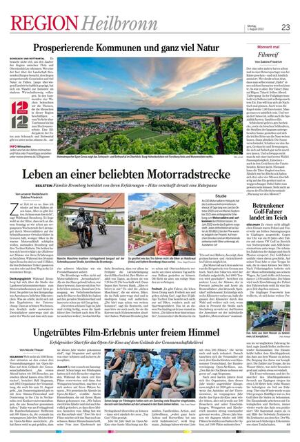 Heimatreporter Egon Gross zeigt das Schozach- und Bottwartal im Überblick: Burg Hohenbeilstein mit Forstberg links und Wunnenstein rechts und landete damit am 01. August auf dem Titelblatt.