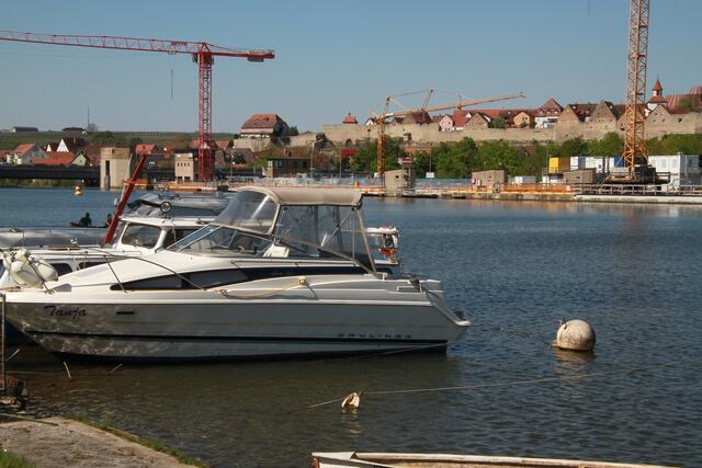 Der Neckar mit Blick auf die Altstadt von Lauffen