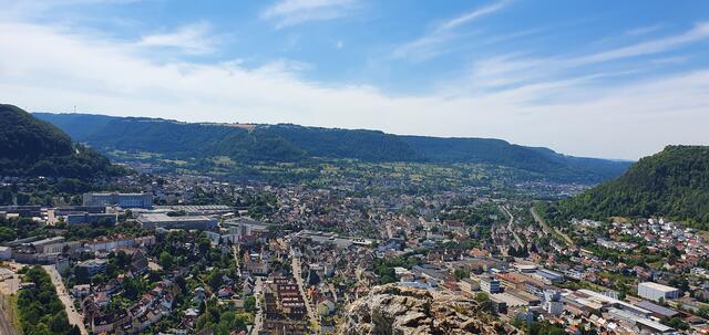 Aussicht vom Himmelsfelsen auf Geislingen