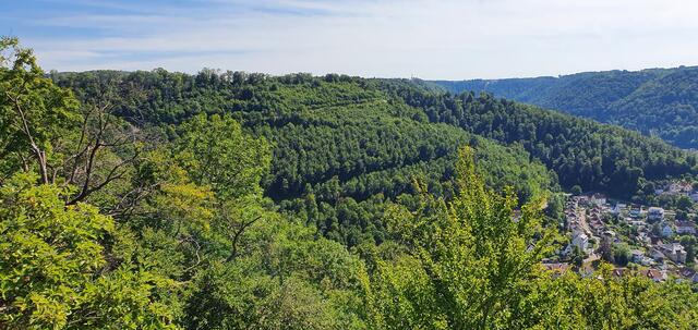 Aussicht vom Himmelsfelsen auf Geislingen