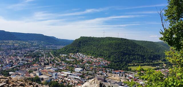 Aussicht vom Himmelsfelsen auf Geislingen