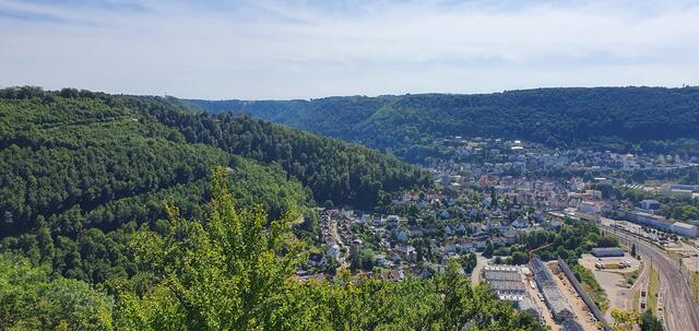 Aussicht vom Himmelsfelsen auf Geislingen