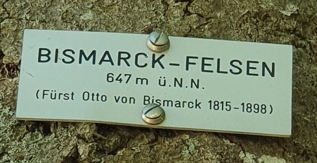 und dann ist auch schon der Bismarckfelsen, der dritte Aussichtsfelsen erreicht.