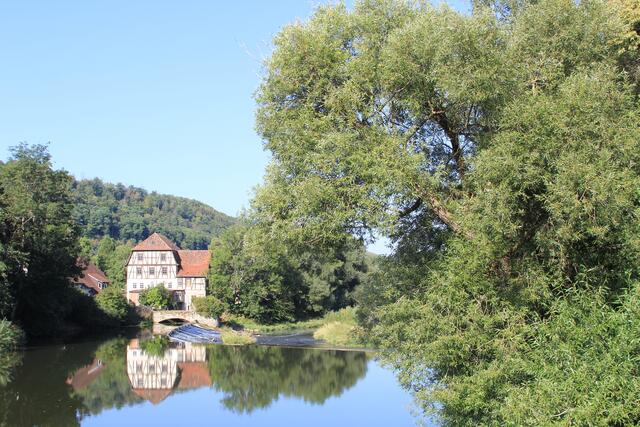 Blick aufs Wehr in Forchtenberg