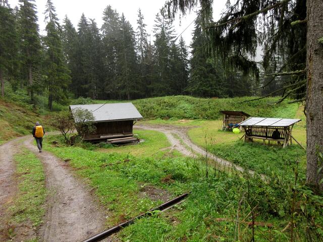 Von anderen Wanderern wurden die beiden Raufentröge bei der Wildfütterungsstelle genutzt, um wenigstens mal kurz im Trockenen zu sitzen und zu vespern.