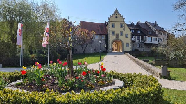 Forchtenberg mit Stadttor "Würzburger Tor", seit 2004 Gedenkstätte Weiße Rose