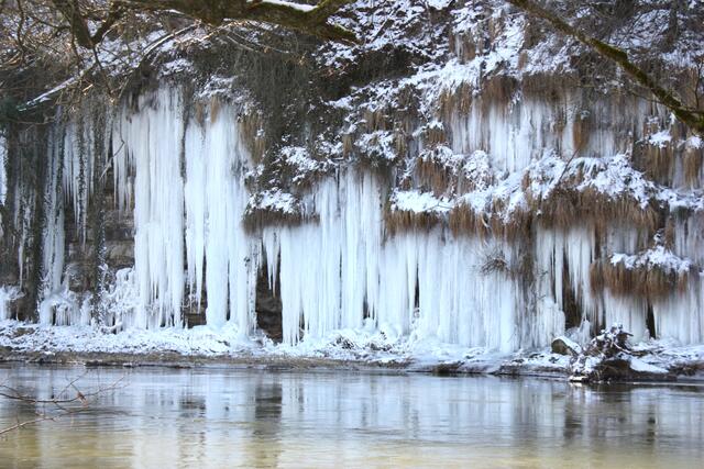 Eiszapfen am Kocher in Künzelsau