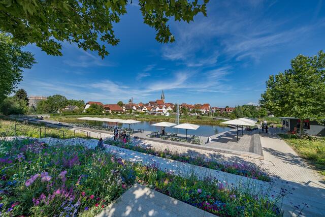 Das Altstadtpanorama mit dem Stadtweiher ist vielleicht das meistfotografierte Motiv der Gartenschau. Thomas Ströbel aus Kirchardt ist einer der drei Gewinner des Fotogewinnspiels. | Foto: Thomas Ströbel