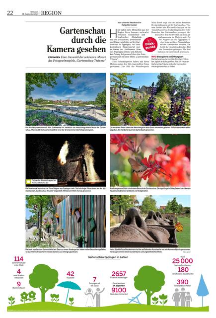 So sieht die Gartenschau-Seite mit Heimatreporter-Fotos in der Zeitung vom 28. September aus.