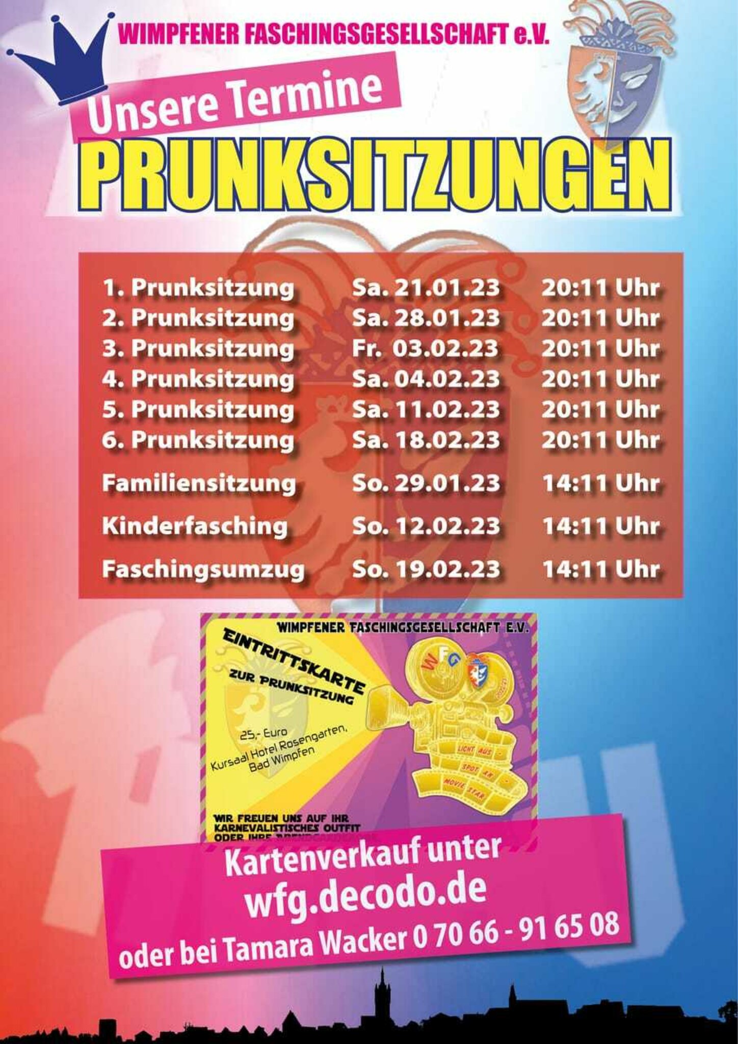  Wimpfener Faschingsgesellschaft e.V.: Kartenvorverkauf - Bad Wimpfen 