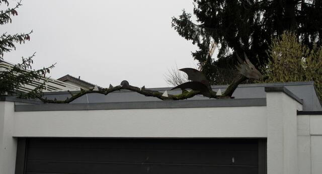 Auf dem Weg zwischen Friedhof und Cäcilienbrunnen kam die Gruppe an diesem künstlerischen Garagenschmuck vorbei.