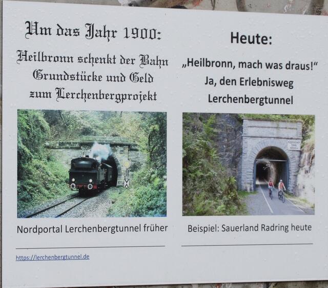 Wo die ehemalige Bahnstrecke durch den Lerchenbergtunnel auf die Silcherstraße trifft, hängt nun ein neues Schild. Es scheint Bewegung in die Angelegenheit zu kommen.