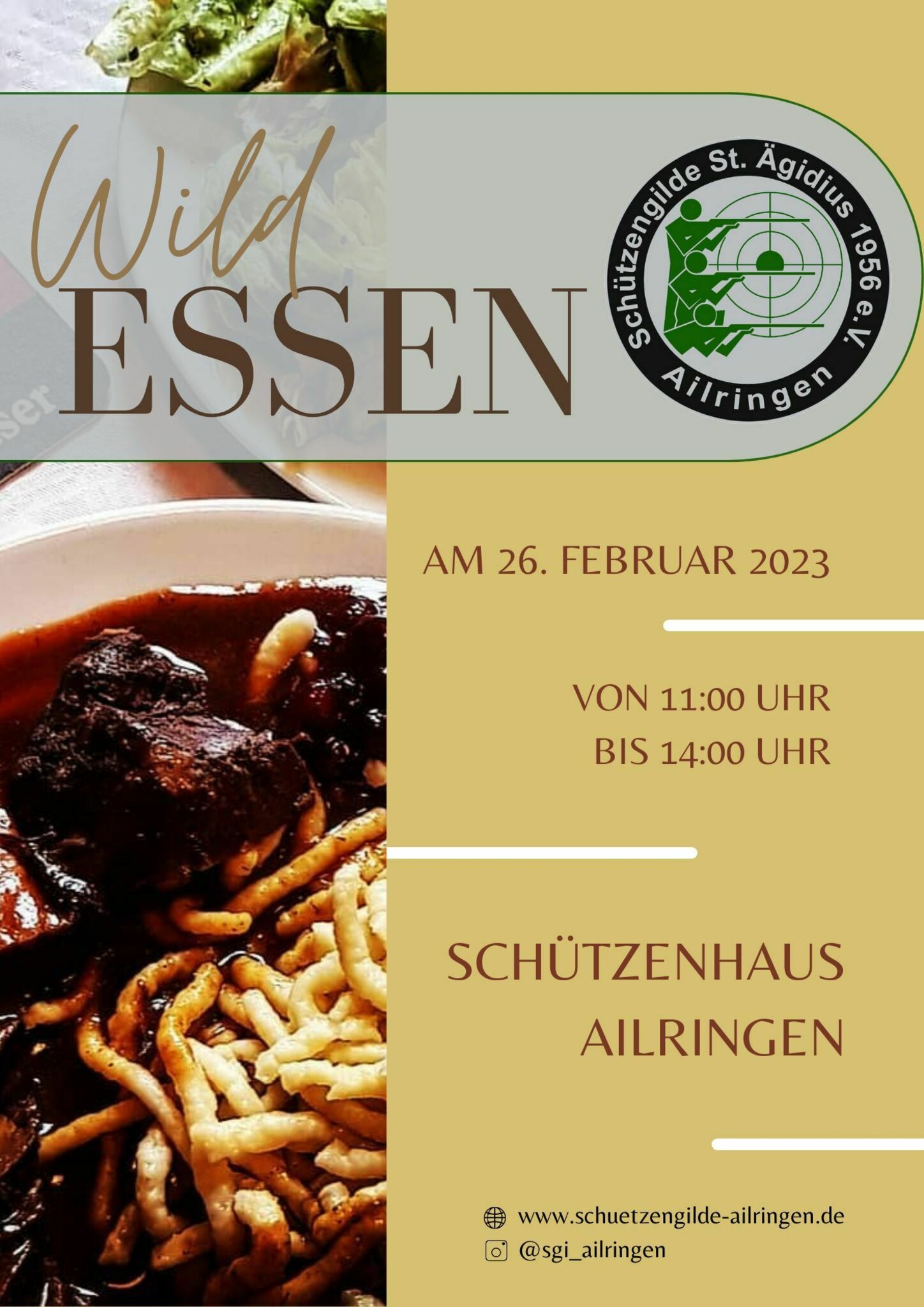 Wildessen Einladung zum Wildessen der Schützengilde Ailringen Mulfingen