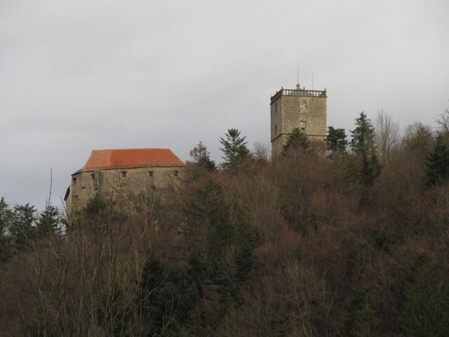 Schon fast unten, Blick zurück zur Burg hinauf