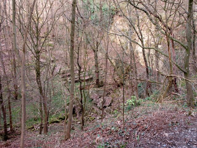 Steil fällt die Abbruchkante ab... schon wieder ein Steinbruch, der auf der Karte nicht erkennbar war.