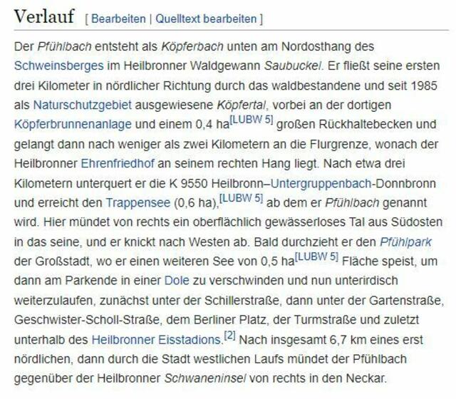 Da wir nicht mehr 1300 Zeichen zur Verfügung haben, hier noch eine Information zum Pfühlbach. | Foto: Wikipedia zum Pfühlbach Heilbronn