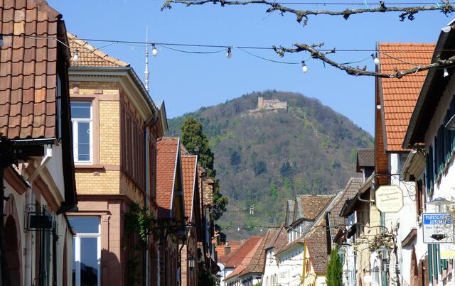 Die Rietburg über dem Winzerort Rhodt unter Rietburg - Archivbild
