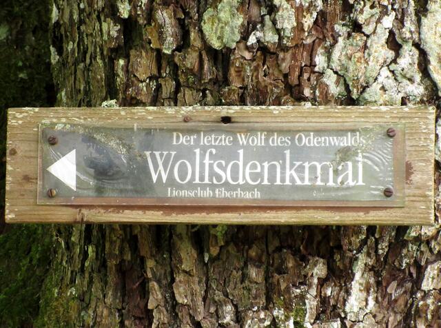 Am Breitensteinhof ein Hinweisschild auf das Wolfsdenkmal, aber was nicht dabei steht, von hier sind es ca. 3 km bis zum Wolfsstein! | Foto: WandernGabyErich
