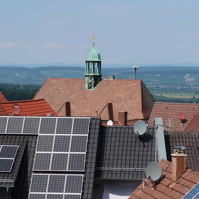 Blick zum Dach, des Rathauses. | Foto: Eduard Warenik