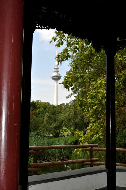 Blick vom Teehaus zum Fernmeldeturm. | Foto: Daniela Somers