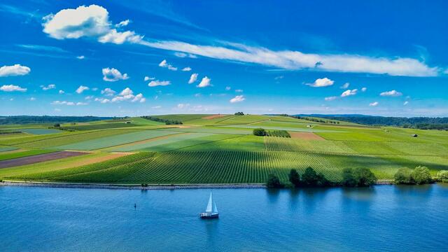 August: Tolle Farben: Der Blick vom Krappenfelsen bei Lauffen auf den Neckar.  | Foto:  Andreas Schmitt