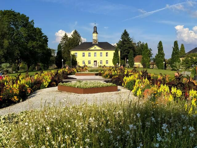 Das Salinengebäude mit dem Feuerbeet im Sommer | Foto: sigischlottke