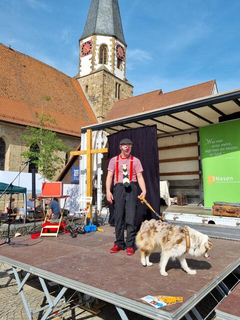 Mr. Kläuschen, der Clown, brachte die Kinder beim 1. Mai Familientag Brackenheim zum Lachen. | Foto: Jochen Baral