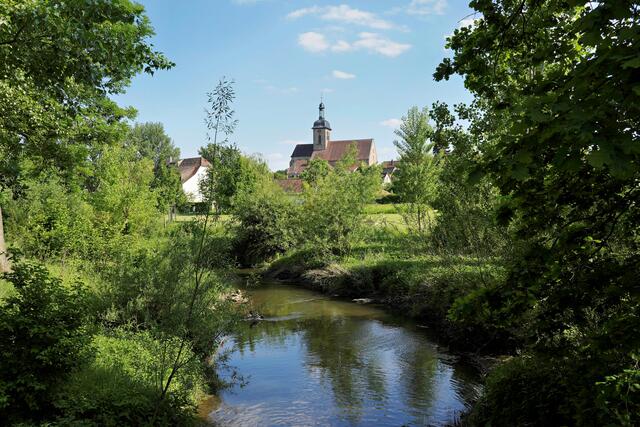 Blick in dem Lamparterpark mit Regiswindiskirche | Foto: Ulrich Seidel