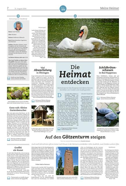 Die Meine Heimat-Seite in der Zeitung zeigt die Vielfalt, die das Bürgerportal Meine Stimme zu bieten hat. | Foto: HSt, Moni Bordt, privat, Gerd Tiedtke, Heide Böllinger, Eduard Warenik, Daniela Somers