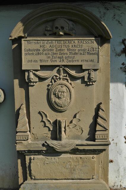 Einige der historischen Grabplatten. Sie befinden sich auf der Rückseite des Museums, dass genau an den Friedhof grenzt. | Foto: Daniela Somers